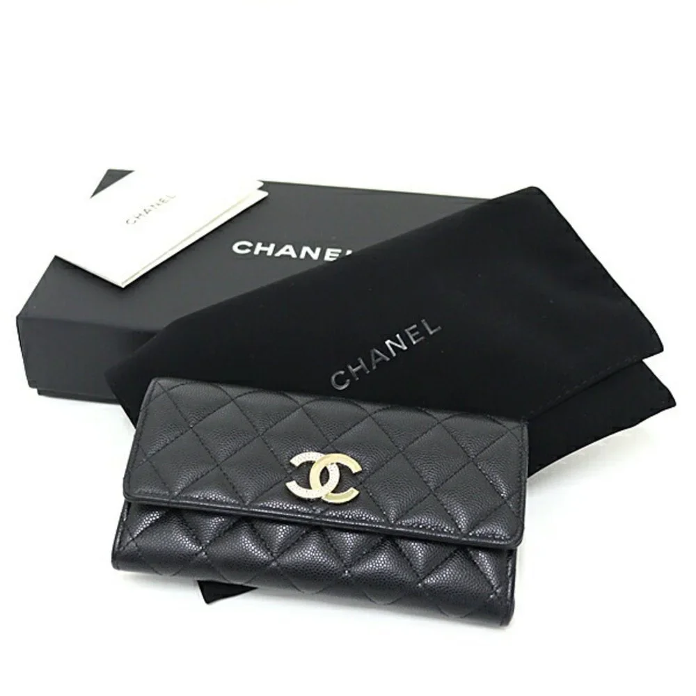 CHANEL Black Caviar Leather Logo Wallet - Picture 6 of 6